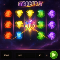 PowerUp - Starburst Slot - Spielautomat mit leuchtenden Symbolen